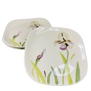 Redwing Pottery Red Wing Hand Painted Iris Plate Dish 6inch Plates Dishes Set4